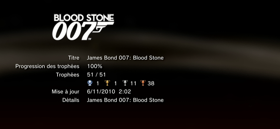 007 blood stone trophees LISTE PS3 PS3GEN 01