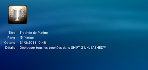 Need for speed Shift 2 - Trophees FULL - - Trophees - PLATINE -  1