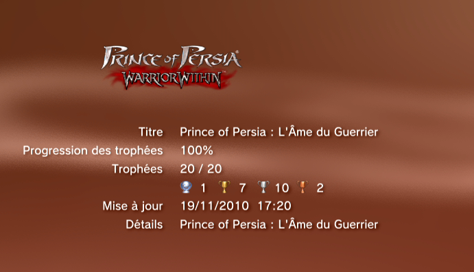 Prince of Persia Trilogy - l ame du guerrier trophees - LISTE        1