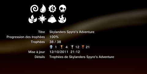 Skylanders Spyro\'s Adventure - Trophées - LISTE 1