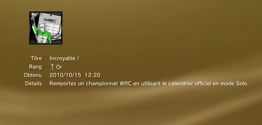 WRC FIA WORLD RALLY Championshipl ps3 Trophees MASQUES 02