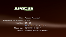 APACHE AIR ASSAULT trophees PS3 LISTE        1