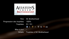 assassin\'s creed brotherhood trophées ps3 LISTE