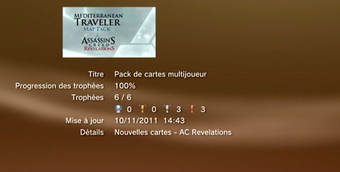 Assassin\'s creed revelations - Pack Cartes Multijoueur - Trophées - LISTE 1