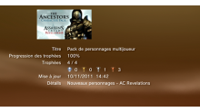 Assassin\'s creed revelations - Pack Personnages Multijoueur - Trophées - LISTE 1