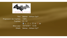 Batman Arkham City trophées LISTE 1