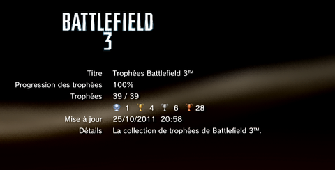 Battlefield 3 - Trophées - LISTE 1