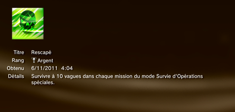 Call of Duty MW3 - Modern Warfare 3 - Trophées - ARGENT  10