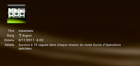 Call of Duty MW3 - Modern Warfare 3 - Trophées - ARGENT  11