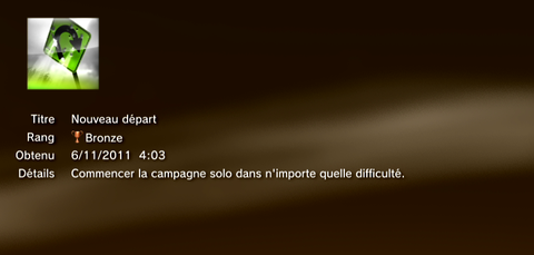 Call of Duty MW3 - Modern Warfare 3 - Trophées - BRONZE 01