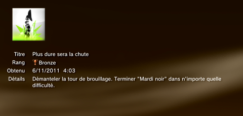 Call of Duty MW3 - Modern Warfare 3 - Trophées - BRONZE 02