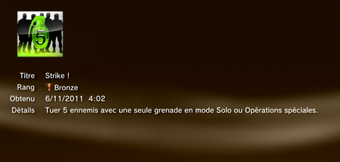 Call of Duty MW3 - Modern Warfare 3 - Trophées - BRONZE 17