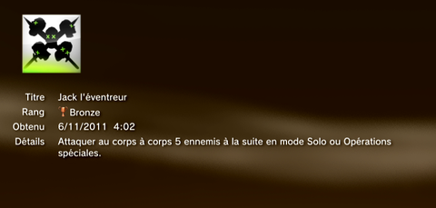 Call of Duty MW3 - Modern Warfare 3 - Trophées - BRONZE 18