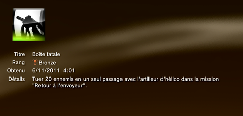 Call of Duty MW3 - Modern Warfare 3 - Trophées - BRONZE 23