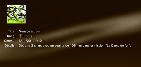 Call of Duty MW3 - Modern Warfare 3 - Trophées - BRONZE 25