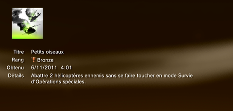 Call of Duty MW3 - Modern Warfare 3 - Trophées - BRONZE 28