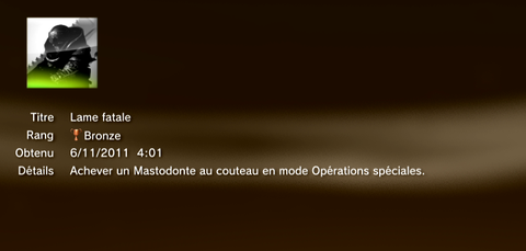 Call of Duty MW3 - Modern Warfare 3 - Trophées - BRONZE 29