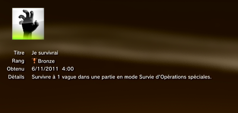 Call of Duty MW3 - Modern Warfare 3 - Trophées - BRONZE 33