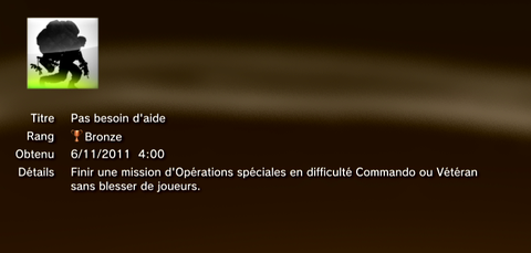Call of Duty MW3 - Modern Warfare 3 - Trophées - BRONZE 34