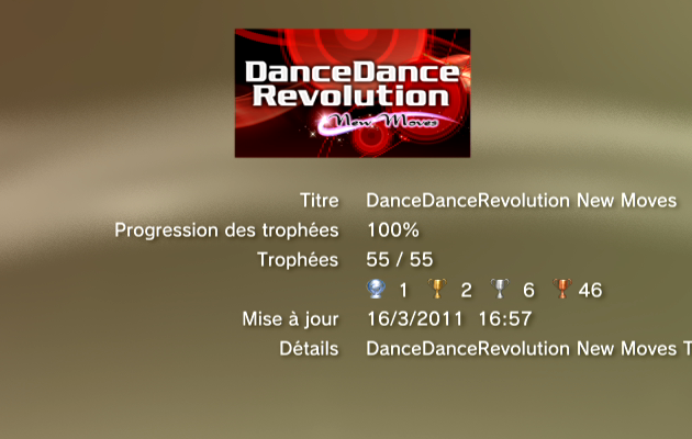 Danc Dance revolution New Moves - trophees - LISTE -  1