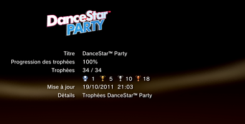 Dance Star Party - trophées -LISTE 1
