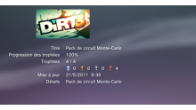 Dirt 3 Trophées DLC circuit monte-carlo LISTE