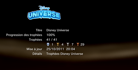 Disney universe Trophées - LISTE 1