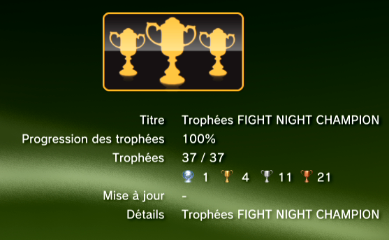 Fight Night Champion - Trophées - LISTE - 1