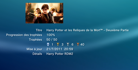 Harry Potter -Les reliques de la mort - trophees LISTE   1