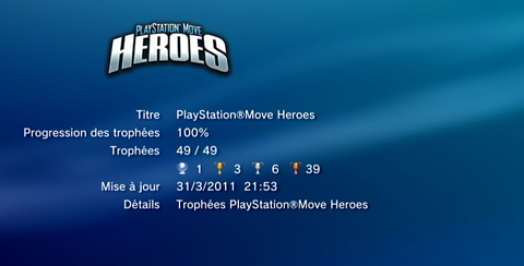Heros Playstation Move - Trophees - LISTE - 1