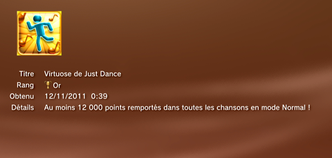 Just dance kids trophées OR 1