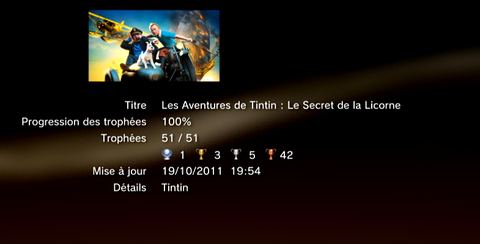 Les aventures de Tintin - Le secret de la licorne - trophées - LISTE -  1