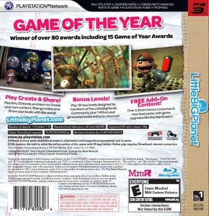 LittleBigPlanet Game Of The Year Back