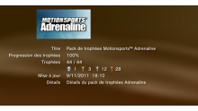 MotionSport Adrenaline - Trophées - LISTE