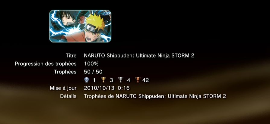 naruto shippuden ultimate ninja storm 2 trophees liste 1