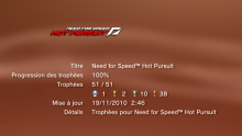 Need for Speed Hot Pursuit  trophees LISTE 1