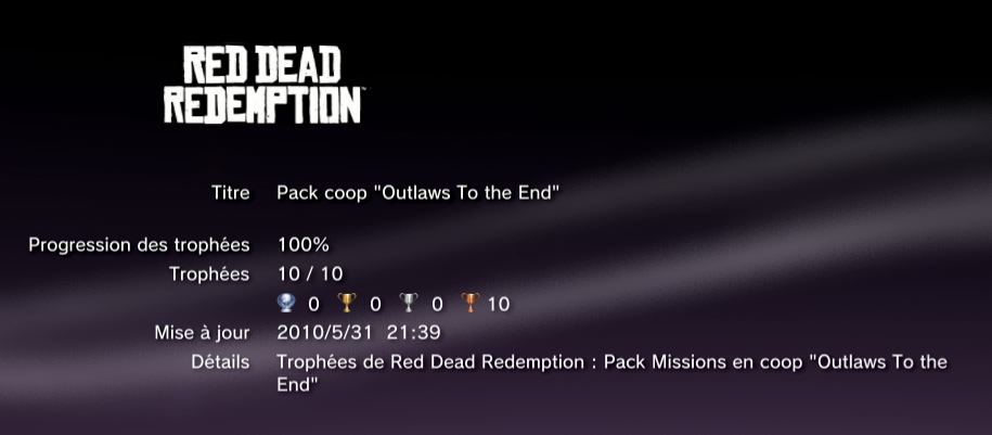 pack coop trophees red dead redemption vignette Red Dead redemption Trophees pack coop outlaw to the end 0002 11
