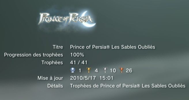 Prince of Persia les sables oublies forgotten sands trophees liste       1