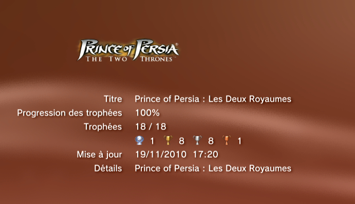 Prince of Persia Trilogy - les deux royaumes trophees LISTE         1