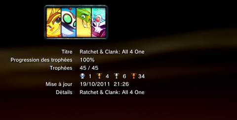 Ratchet & Clank All 4 One - trophées - LISTE -  1
