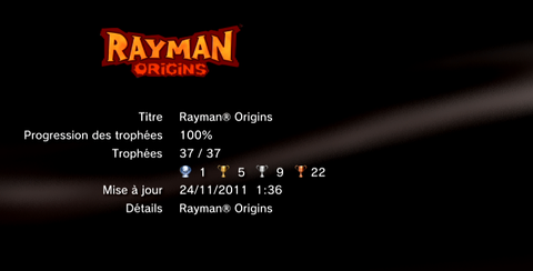 Rayman Origins - trophées - LISTE -  1