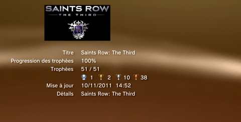 Saints Row The Third - Trophées - LISTE 1