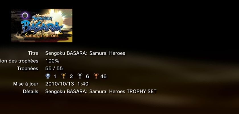 sengoku basara samurai heroes trophees liste 1