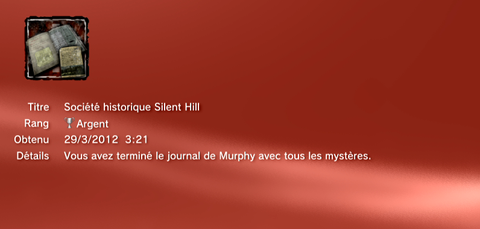 SILENT HILL DOWNPOUR TROPHEES ARGENT  7
