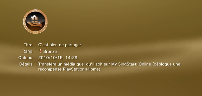 Singstar + guitar ps3 Trophees BRONZE 03