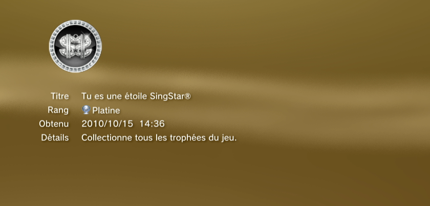 Singstar + guitar ps3 Trophees PLATINE 01