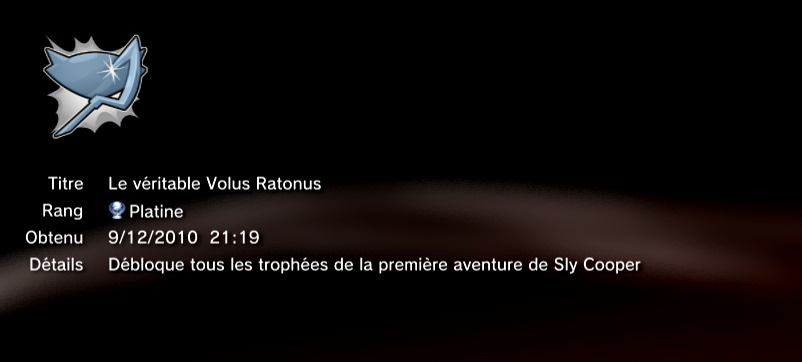 Sly Trilogy - Sly 1 - trophees PLATINE 1