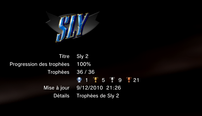 Sly Trilogy - Sly 2 - trophees LISTE 1