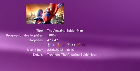 The Amazing Spider-Man - Trophées - LISTE -  1