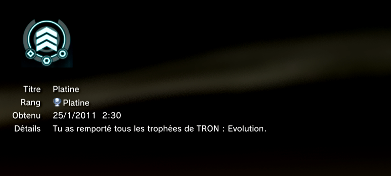 TRON trophées PS3 PLATINE 1